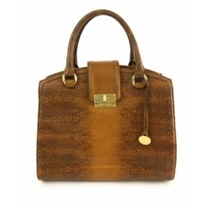 Brahmin Brown Snake Skin Textured Designer Purse